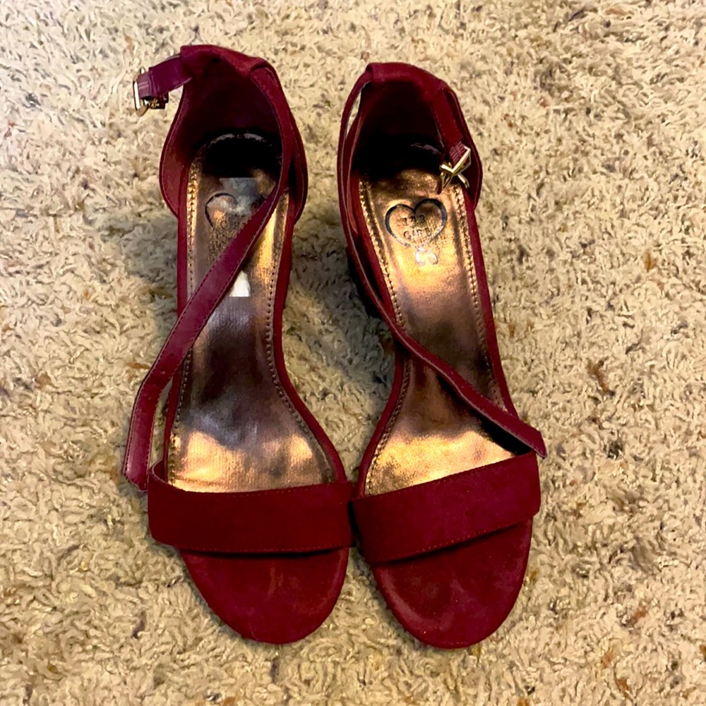 Velvet Burgundy Block Heels